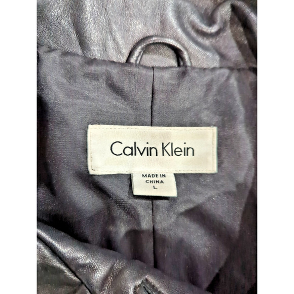 Women's Calvin Klein Genuine Leather Jacket size Large fast shipping - Picture 2 of 5